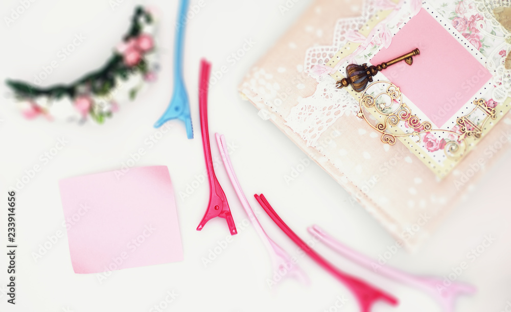 A diary for entries on a white table A diary for entries on a white table