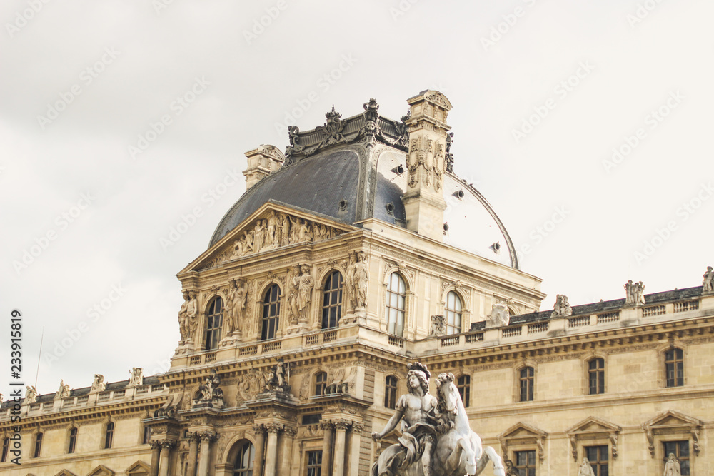 Ancient Parisian Architecture. Houses and churches. Sculptures The beauty of the city. City of love. Trips to places of interest. Louvre
