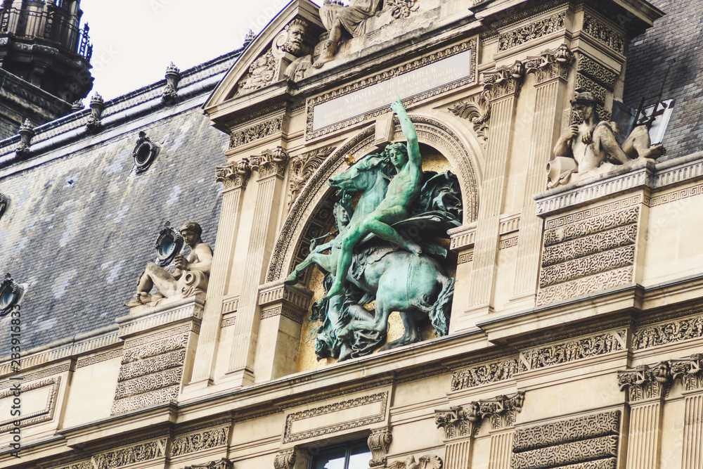 Ancient Parisian Architecture. Houses and churches. Sculptures The beauty of the city. City of love. Trips to places of interest. Louvre Ancient Parisian Architecture. Houses and churches. Sculptures The beauty of the city. City of love. Trips to places of interest. Louvre