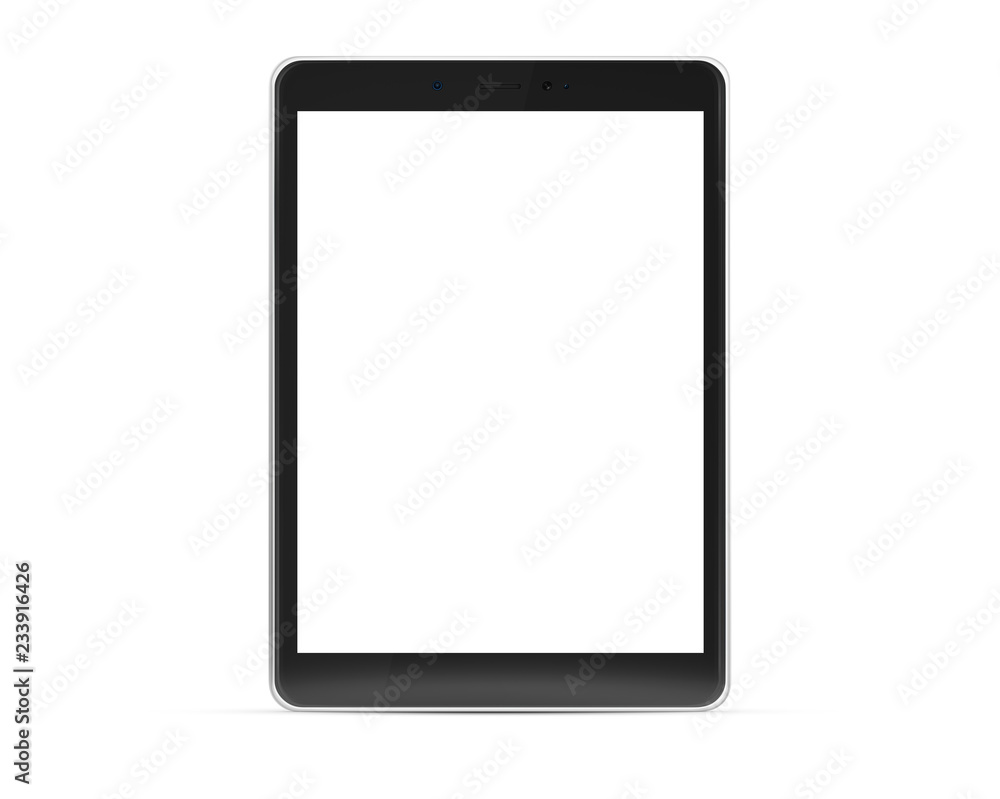 Modern tablet mockup isolated on white 3d rendering