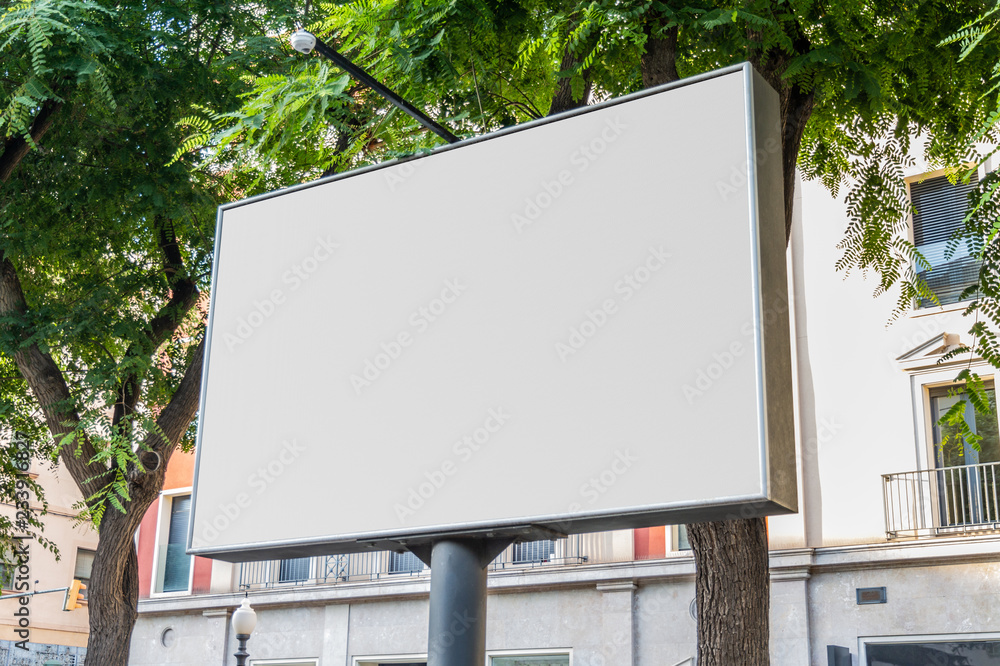 Foto de Outdoor billboard with natural landscape mockup do Stock | Adobe Stock