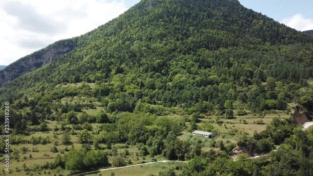 aerial view of forest in pyrenean countryside, Aude region of France aerial view of forest in pyrenean countryside, Aude region of France