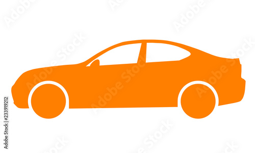 Car symbol icon - orange, 2d, isolated - vector
