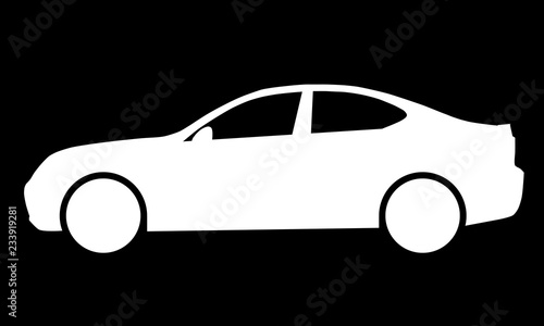 Car symbol icon - white, 2d, isolated - vector