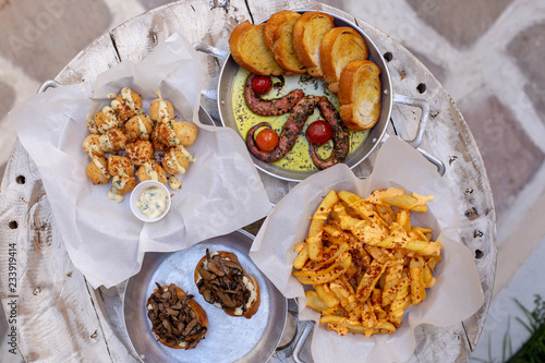 top view beautiful food plates