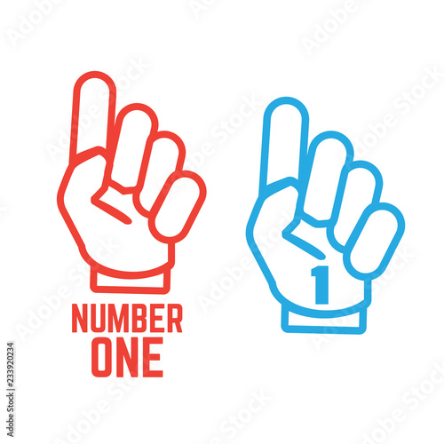 Foam fingers vector set. Number one and hand sport best