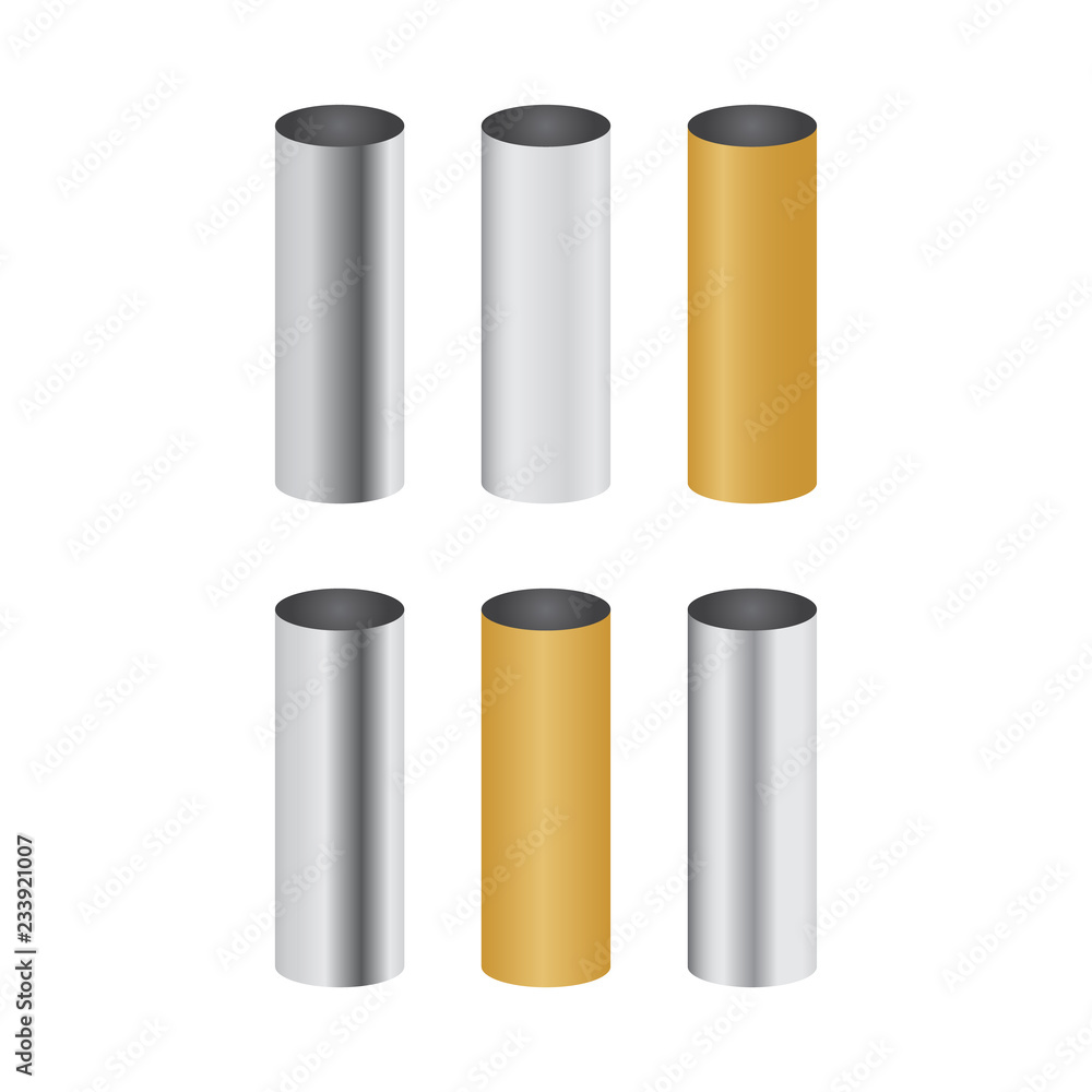 Chrome metal polished gradients. Pipe vector set Chrome metal polished gradients. Pipe vector set