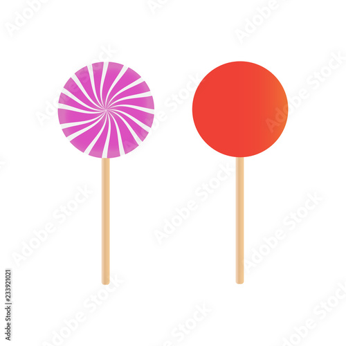 Candy lollipops vector. Sweet sugar candy stick