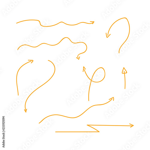 Hand drawn arrows set. Sketch hand draw arrows vector