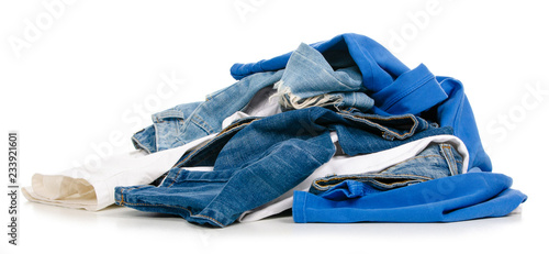A pile of clothes on a white background. Isolation