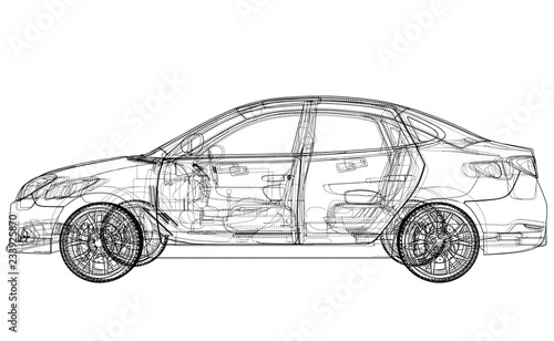 Concept car. Vector rendering of 3d