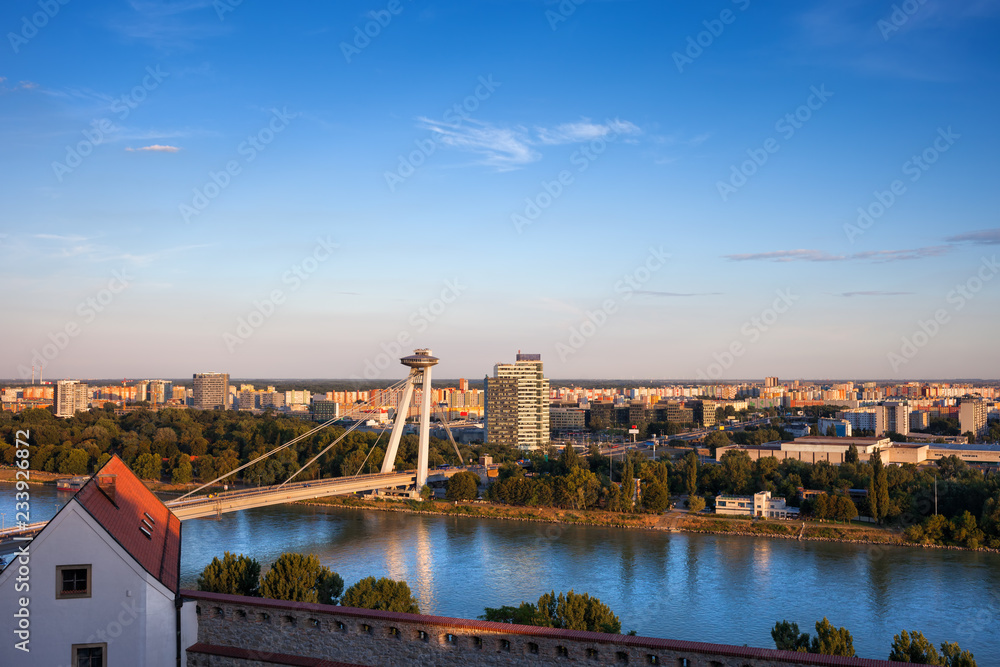 City Skyline of Bratislava at Danube River