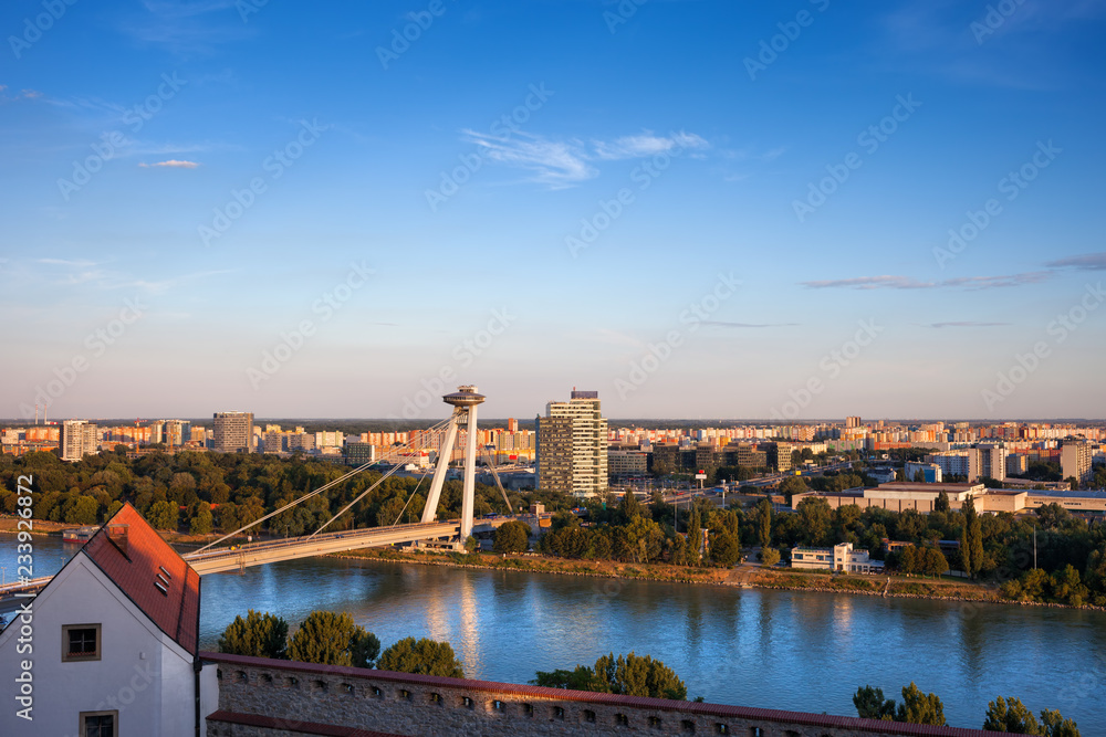 Fototapeta premium City Skyline of Bratislava at Danube River