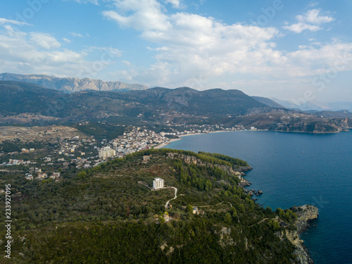 Aerial view of the town of Himara, Albania along the Albanian Riviera in autumn © A Daily Odyssey