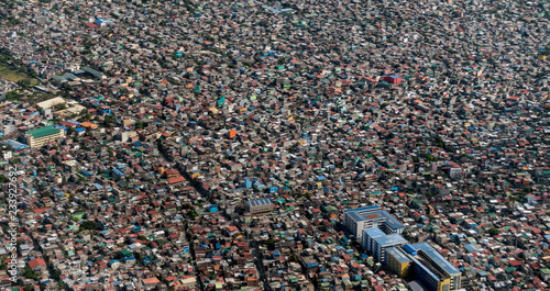 Aerial view of dense buildings and houses at Manila, Philippines photo