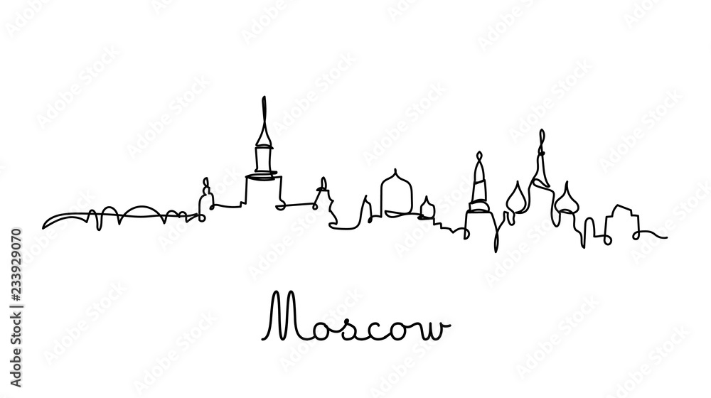 moscow city skyline in one line style