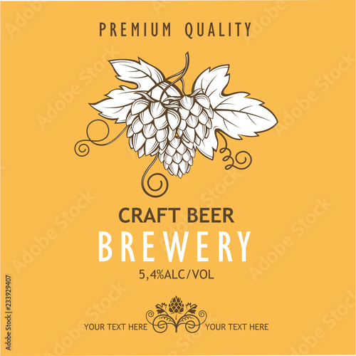 illustration of label for craft beer in retro style