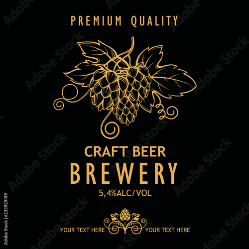 illustration of label for craft beer in retro style