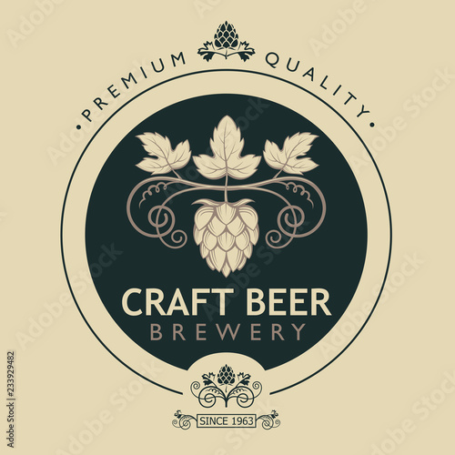 illustration of label for craft beer in retro style