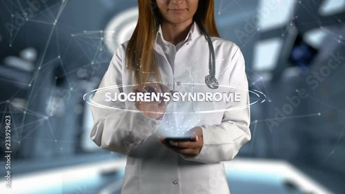 Female Doctor Hologram Word Sjogren's syndrome photo