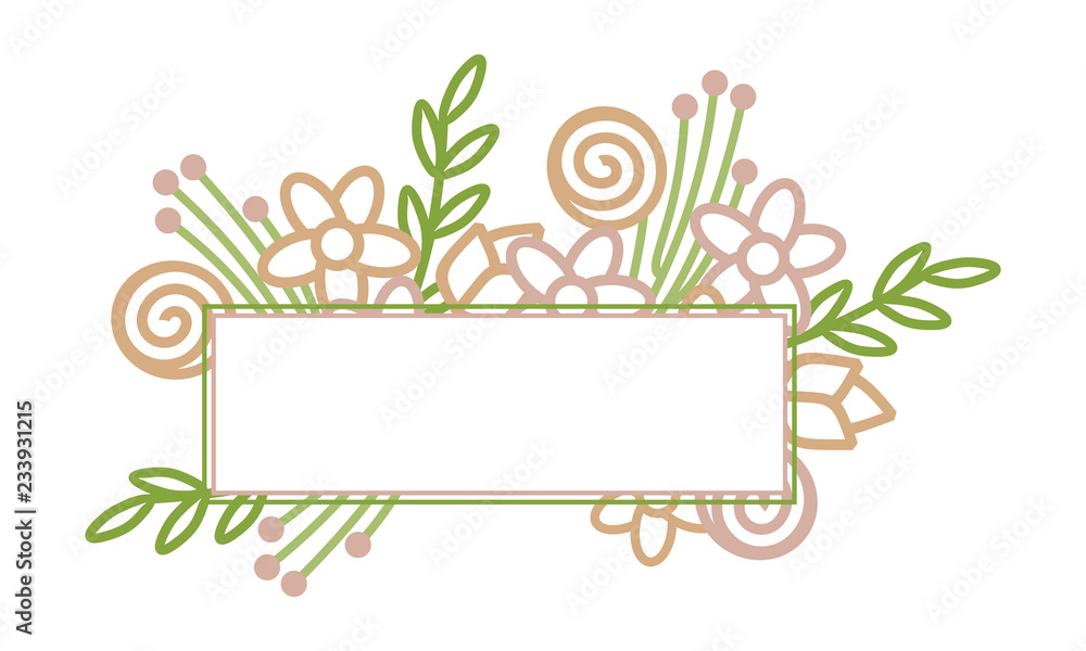 Green and pink floral frame