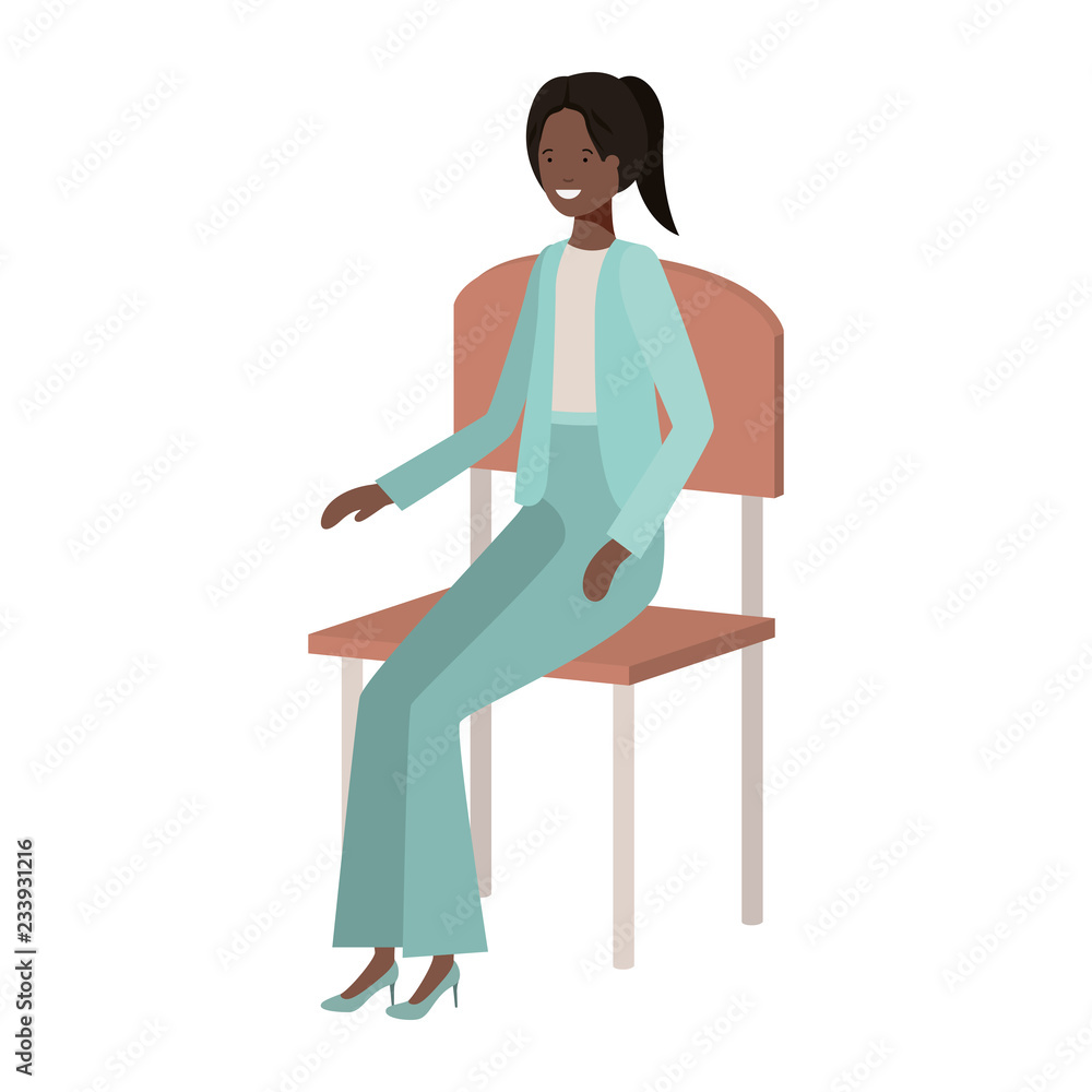 Fototapeta premium businesswoman sitting in chair avatar character