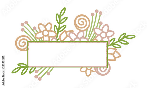 Green and pink floral frame