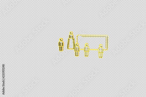 3D illustration of Convention, yellow color with transparent background.