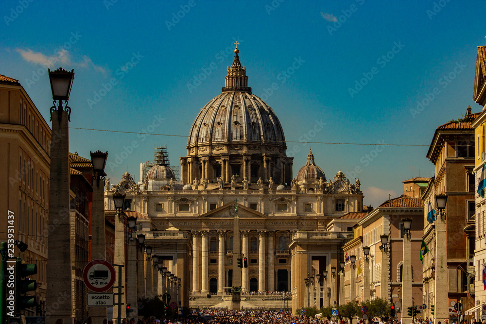 St. Peter's Basilica in Rome, with Via della Conciliazione.