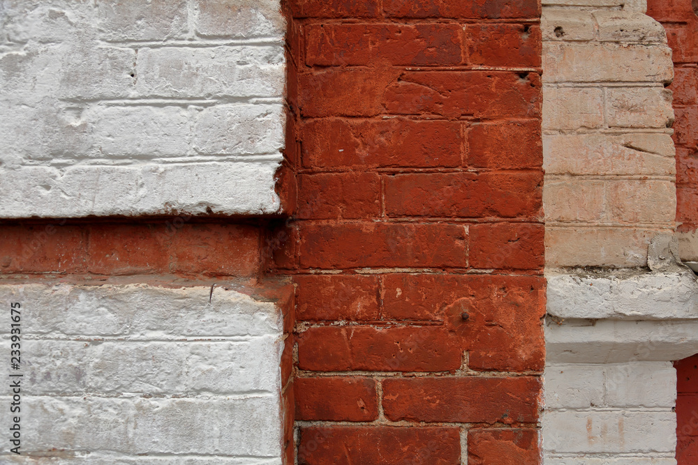 Fototapeta premium The idea of design embossed wall of an old textured bricks