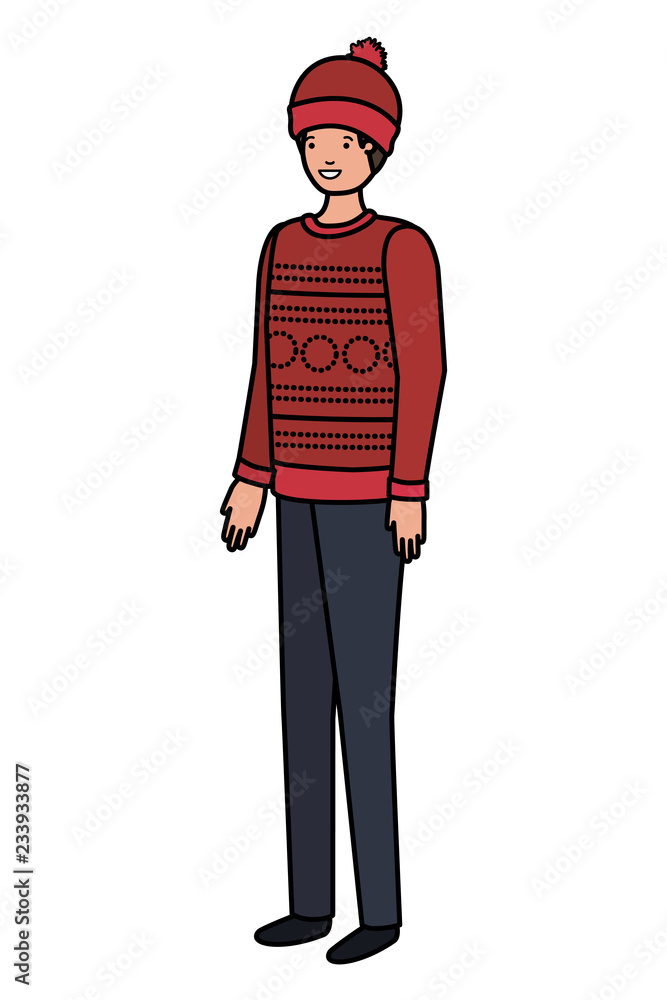 young man with winter clothes avatar character young man with winter clothes avatar character