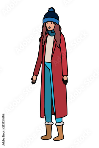 young woman with winter clothes avatar character