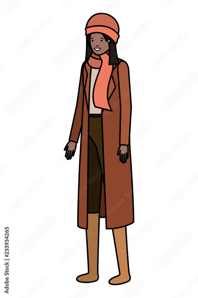 young woman with winter clothes avatar character