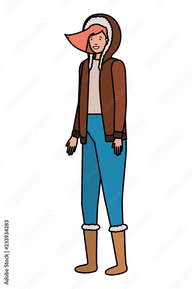 young woman with winter clothes avatar character young woman with winter clothes avatar character