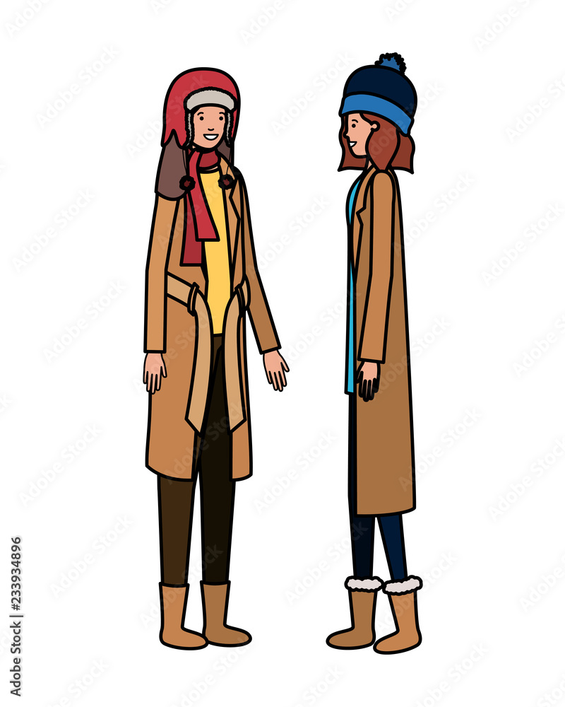 women with winter clothes avatar character