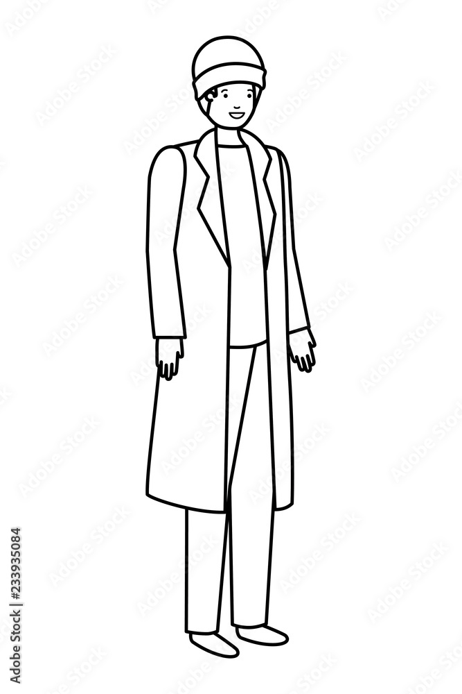 young man with winter clothes avatar character young man with winter clothes avatar character