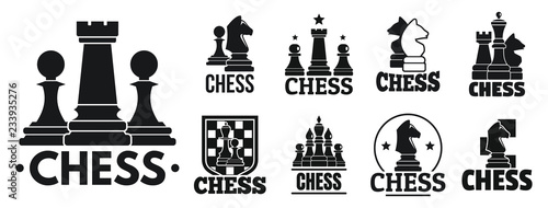 Chess game logo set. Simple set of chess game vector logo for web design on white background