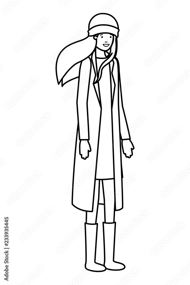 young woman with winter clothes avatar character young woman with winter clothes avatar character