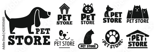 Open pet store logo set. Simple set of open pet store vector logo for web design on white background