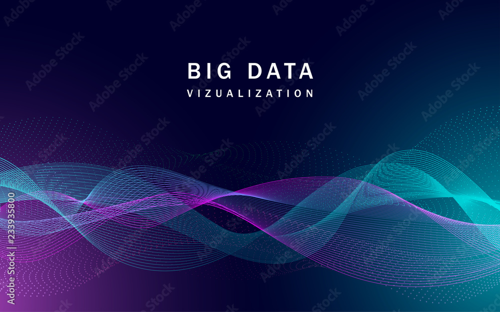 Visualization big data banner. Realistic illustration of visualization big data vector banner for web design - obrazy, fototapety, plakaty 