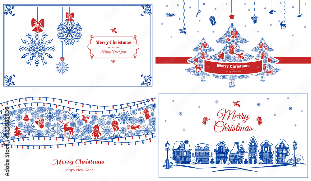 Christmas banner set. Simple set of Christmas vector banner for web design