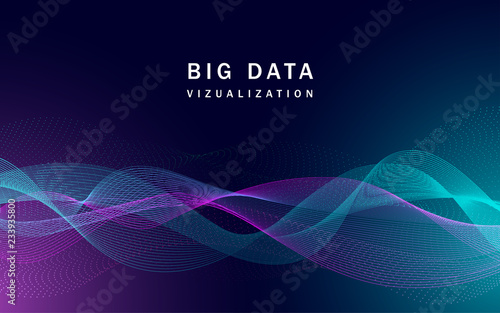 Visualization big data banner. Realistic illustration of visualization big data vector banner for web design photo