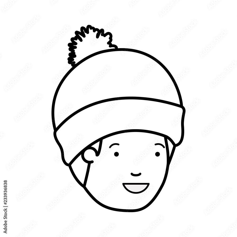 head of man with winter hat avatar character head of man with winter hat avatar character