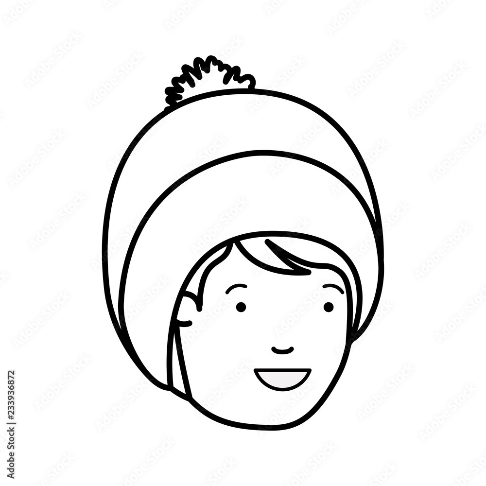 head of man with winter hat avatar character head of man with winter hat avatar character