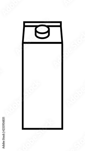 Vector black line icon of milk carton box with screw cap from the front isolated on a white background. It can be also used as a juice icon.