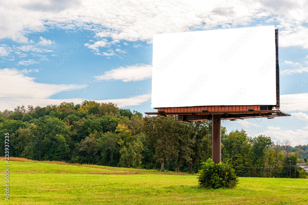 Giant Blank Billboard in Autumn Setting With Copy Space - obrazy, fototapety, plakaty 