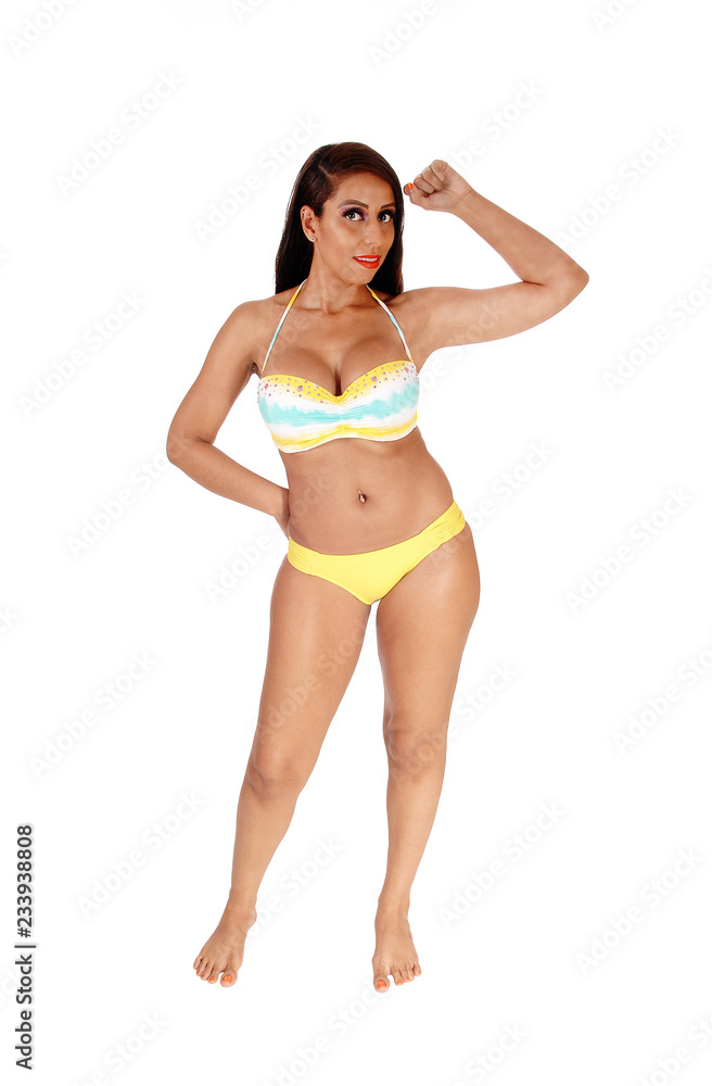 Beautiful woman standing in a bikini bare feet Beautiful woman standing in a bikini bare feet