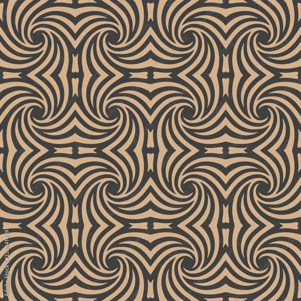 Vector damask seamless retro pattern background spiral vortex curve cross kaleidoscope