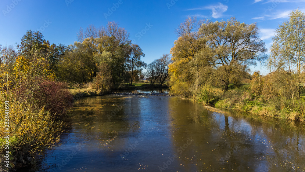 Beautiful autumn view at the Vils near Walchsing - Bavaria - Germany