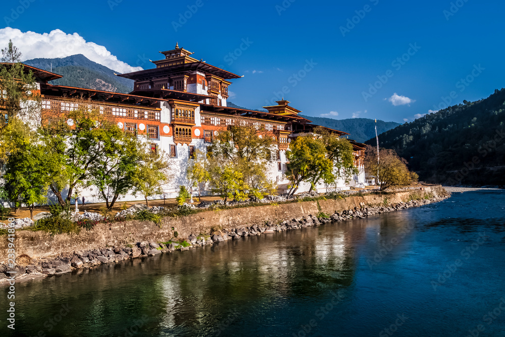 Punakha Dzong Monastery, one of the largest monastery in Asia, Punakha, Bhutan